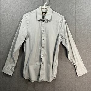 1MX Men's Long-sleeve Button-up Shirt Gray Size Small